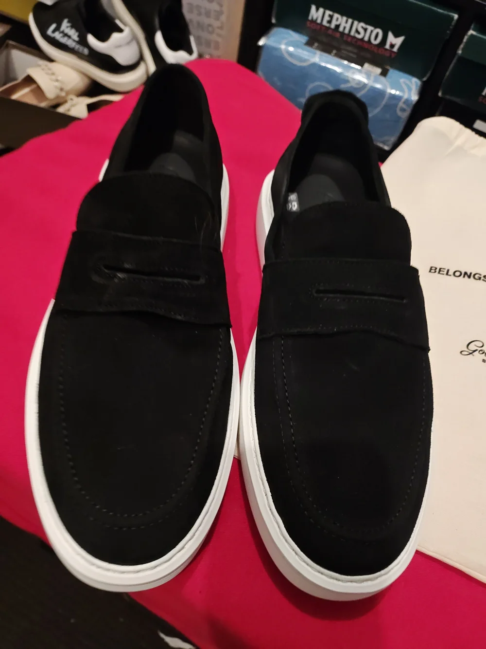 Good Man Brand Black Slip-On Loafers with White Sole Size 11